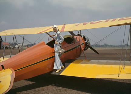 Female Pilot ' By Archive Photos Oversized C Type: Description ' Female Pilot ' by Archive Photos A woman climbs into the cockpit of a biplane at Flushing Airport, New York, circa 1950. (Photo by Archive Photos/Getty Images) Paper size 20 x 24 inches