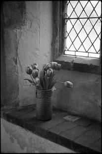 Tulips, St Mary Magdalene, Debenham - Silver Gelatin: Title: Tulips, St Mary Magdalene, Debenham - Silver Gelatin Photograph - Limited Edition of 10 Artist: Paul Cooklin Origin: United Kingdom Medium: Photography, Black & White on Paper Dimensions: 16 W