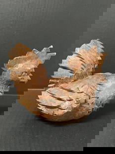 Chicken Sculpture: Title: Chicken Sculpture Date/Period: Late 20th Century Dimension: 6.25" h x 7.25" w Material: Wood Additional Information: Folk Art Carved Wood Chicken Sculpture Reserve: $40.00 Shipping: Domestic: F