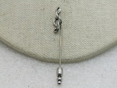 Vintage Sterling Silver Treble Clef Stick Pin, 2.5", 1.27 gr.
