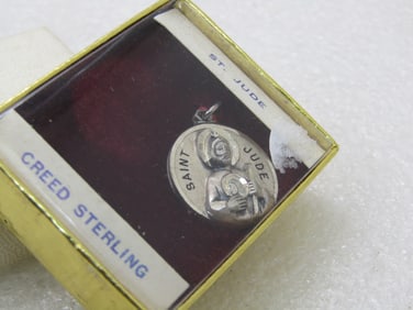 Vintage Creed Sterling St. Jude Medal, Vintage New in Box