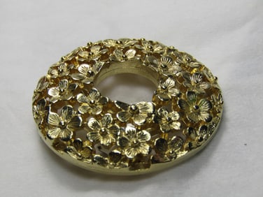 Vintage Forget-Me-Not Brooch, Gold Tone, 1.5"