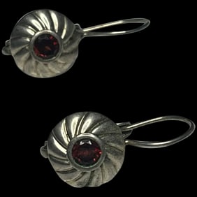 Vintage Sterling Silver and Garnet Drop Earrings