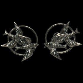 Vintage BEAU Sterling Silver Flying Bird Screw Back Earrings