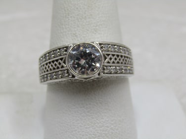 Sterling CZ Domed Ring, Sz. 10.25, Diamoniquem 8mm