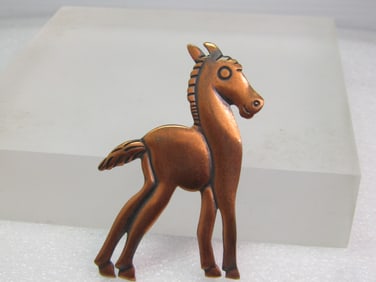 Vintage Copper Colt/Pony Brooch, 1970's