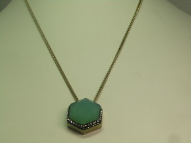 Faceted Green Glass & Black/Clear Rhinestone Necklace, 20", 1990's