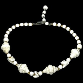 Vintage Milk Glass Beaded Hand Strung Necklace