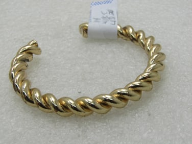 Vintage Gold Tone Twisted Cuff Bracelet, 6", 1960's-1980's