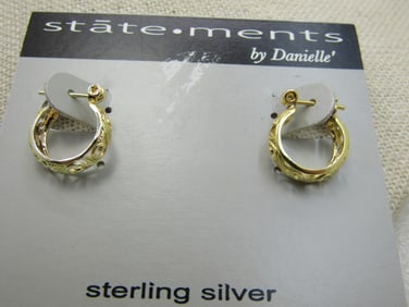 Vintage Gold over Sterling Filigree Hoop Earrings, Pierced, Statements by Danielle