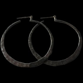 Vintage Hammered Sterling Silver Hoop Earrings