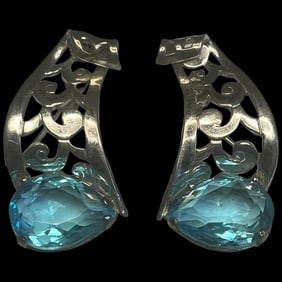 Vintage MEXICO Sterling Silver Screw Back Earrings