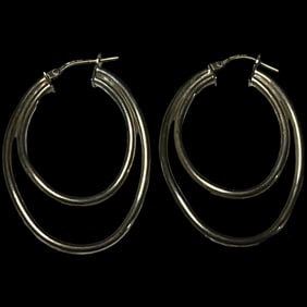 Estate Sterling Silver JORDAN MOM Double Hoop Earrings