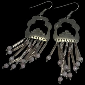 Native American Sterling Silver Beaded Earrings