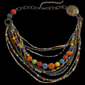 Estate Multi Media Bohemian Necklace