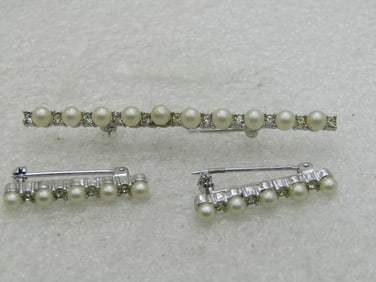 Vintage Faux Pearl Scatter Brooch Set, signed Marvella, 1960's