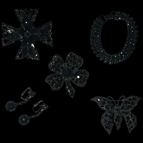 Vintage Lot of Black Rhinestone Weiss Jewelry