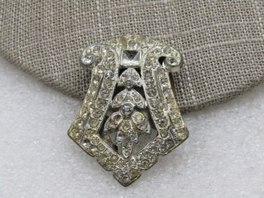 Art Deco Rhinestone Dress Clip, 1920's-1930's, 1.75"