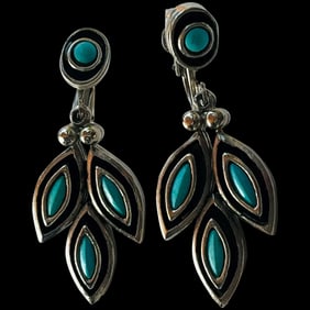 ST. LABRE Native American Style Silver Tone Earrings