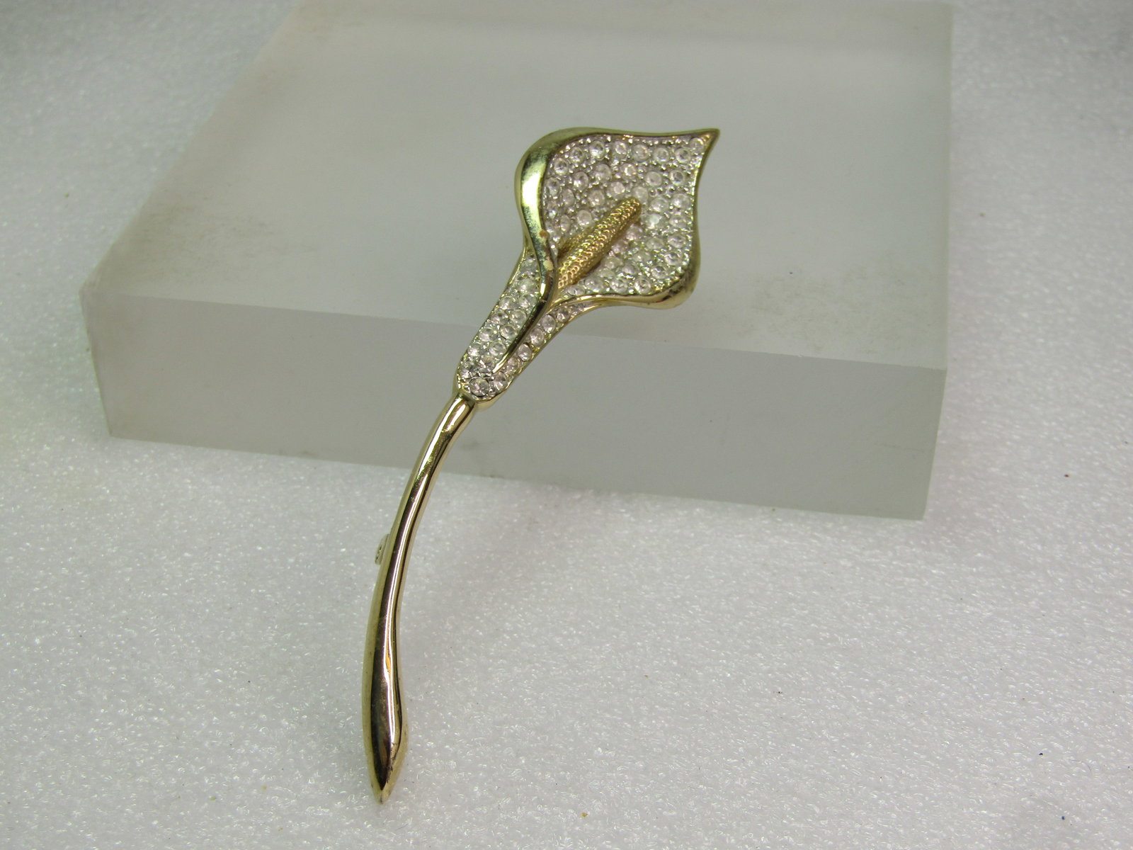 Vintage Rhinestone Calla Lily Brooch, 3.75", 1980's (1 of 5)