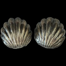Vintage Sterling Silver Shell Clip on Earrings