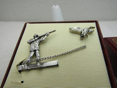 Vintage Hickok Duck Hunter & Duck Tie Clasp & Tack Pin, Original Box