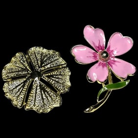 Two Vintage Gerry's Gold Tone Brooches