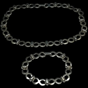 Vintage Dufoe Figure Eight, Eternity, Necklace and Bracelet Set