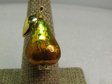Vintage Museum of Fine Arts Pear Brooch, 1990's, Rhinestones