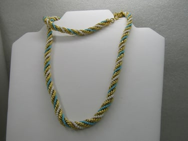 Vintage Carved Floral Tassel Necklace, 2.2mm Beaded, 30", Ivory Colored NL