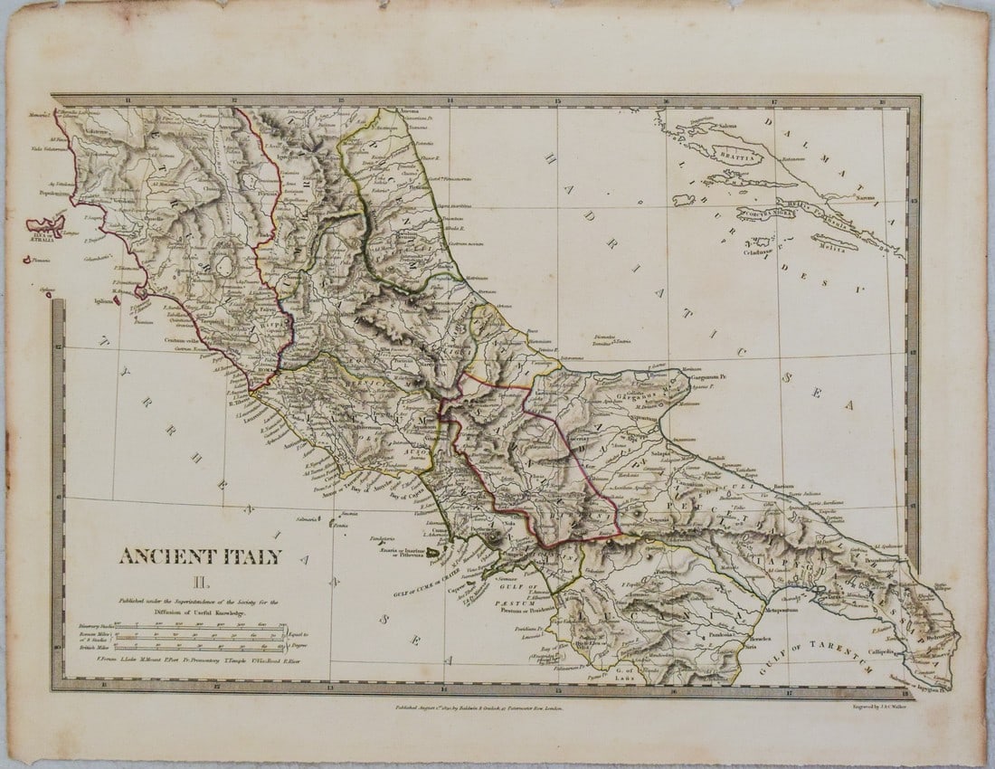 1830 SDUK Map of Roman Italy's Central to South Portion -- Ancient Italy II: Title: 1830 SDUK Map of Roman Italy's Central to South Portion -- Ancient Italy II Cartographer: SDUK Year / Place: 1830, London Map Dimension (in.): 9.9 X 15.3 in. This is an excellent map of central