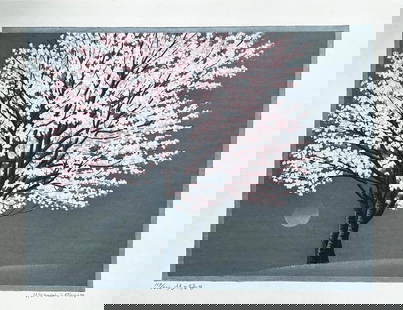 Yasushi Omoto (1926 - 2014): Cherry Blossoms Have Arrived: Artist/Title: Yasushi Omoto (1926 - 2014): Cherry Blossoms Have Arrived Medium: Woodblock Print Edition: Limited Edition #119/200 Size/Format: The print image measures 9 3/4 X 12 7/8 inches plus margi