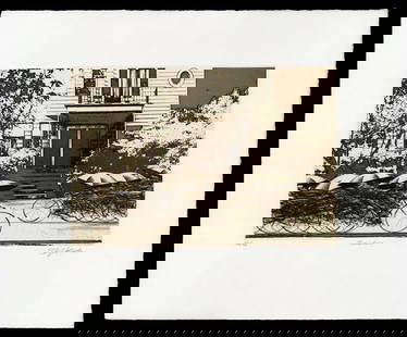 KURODA, Shigeki (b. 1953): Twin Doors: Artist: KURODA, Shigeki (b. 1953)Title: Twin DoorsPublisher: (self-published)Date: undated (as always)Medium: Etching; limited editon, no: 54/70.Size/Format: 7 5/8" x 11 1/2"Description: Pencil