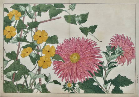 Tanigami Konan: Flowers: Artist: Tanigami KONAN (1879-1928)Subject: FlowersSeries: Seiyô sôza zufu (first state)Publisher: UnsodoSignature: NoneDate: 1917Format: ôban, 35 x 24.6 cmCondition: Fine impression