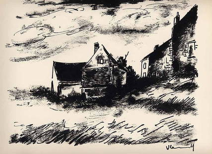 Maurice de Vlaminck Original Lithograph signed The Poteniere 1958: Title: The Poteniere Artist: Maurice de Vlaminck Country: France Medium: Original Lithograph Marks: Signed in plate, not