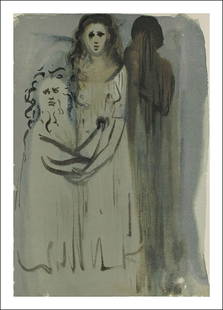 Dali Woodcut Purgatory 16 In fumes cloud of the angry: Artist: Salvador Dali Country: Spain Title: Purgatory 16 In fumes cloud of the angry Medium: Original Woodcut Marks: Not