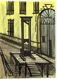 Bernard Buffet Prison Original Lithograph 1968: Artist: Bernard Buffet Country: France Title: Prison Medium: Original Lithograph Marks: Not Signed, not numbered Printed:
