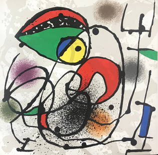 1973 Joan Miro Original Lithograph Scultures de Miro 2: Artist: Joan Miro Country: Spain Title: Untitled Medium: Original Lithograph 2 Marks: not signed, not numbered Paper Size: Vellum paper 8.50 x 8.50 inch Printed: 1973 by Maeght France Provenance
