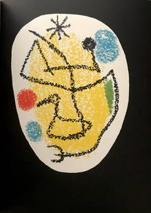 Joan Miro Original Lithograph 1 XXe Siele 1968: Artist: Joan Miro Country: Spain Title: Untitled 1 Medium: Original Lithograph Matks: Not signed, not numbered Printed: by Mourlot 1968, France Paper: Vellum paper 12.5 x 9.75 inch Provenance: B