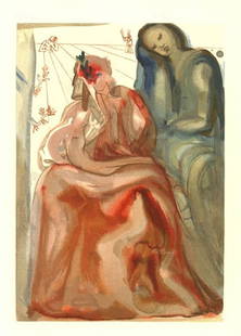 Salvador Dali Woodcut Purgatory 31 Dante confession: Artist: Salvador Dali Country: Spain Title: Purgatory 31 - Dante confession Medium: Original Woodcut Marks: Not signed not numbered paper Size: BFK Rives paper 13.4 x 9.8 inch Printed: 1960 by Les Heu