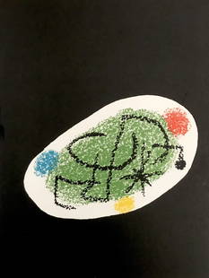 Joan Miro Original Lithograph 3 XXe Siele 1968: Artist: Joan Miro Country: Spain Title: Untitled 3 Medium: Original Lithograph Marks: Not signed, not numbered Printed: by Mourlot 1968, France Paper: Vellum paper 12.50 x 9.75 inch Provenance: