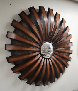 Mid-Century modern metal wall sculpture with mirror. A vintage piece originally imported by Pier 1.: Mid-Century modern metal wall sculpture with mirror. A vintage piece originally imported by Pier 1. Shipping: Domestic: Shipping rates are determined by destination International: Foreign shipping rat
