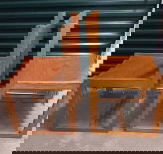 Pair of vintage solid oak Scandinavian mid-century modern side chairs, Circa 1970s: Pair of vintage solid oak Scandinavian mid-century modern side chairs, Circa 1970s Shipping: Domestic: Shipping rates are determined by destination International: Foreign shipping rates are determined