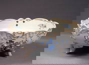Von Schierholz Reticulated Blue Flowers Crossed Swords Bowl Centerpiece Basket