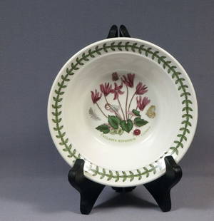 Portmeirion Botanic Garden Viola Tricolour Heartsease Cereal Soup Bowl Vintage: This vintage Portmeirion Botanic Garden Cereal/Soup Bowl features the Cyclamen Repandum flower. It is made by Portmeirion in their famous Botanic Garden - Made in England. The bowl is properly marked