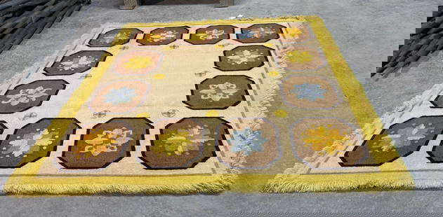Mid Century Modern Edward Fields Area Rug: Vintage from before 2000 Mid Century Modern Edward Fields Area Rug Featuring a harmonious blend of geometric patterns and rich colors that enhance any interior space. Its versatile size and striking a