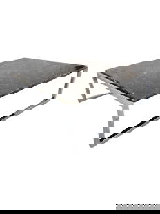 Mid Century Modern Italian Polished Granite Chrome Sled Base Square Coffee Table: Vintage from before 2000 Mid Century Modern Italian Polished Granite Chrome Sled Base Square Coffee Table The sturdy chrome sled base provides both stability and a contemporary aesthetic, making it a