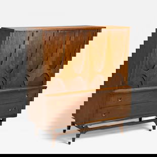 Broyhill Brasilia, Mid-Century Modern, Walnut, Brass, Highboy, USA, 1960s: Title: Broyhill Brasilia, Mid-Century Modern, Walnut, Brass, Highboy, USA, 1960s Description: Broyhill Brasilia, Mid-Century Modern, Walnut, Brass, Highboy Dresser, USA, 1960s Modernist highboy dresse