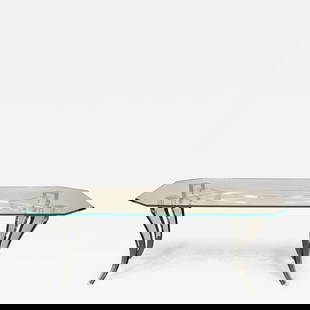 Modern Lucite and Glass Dining / Kitchen Table, American Designer, 2000s: Title: Modern Lucite and Glass Dining / Kitchen Table, American Designer, 2000s Description: Modern Lucite and Glass Dining / Kitchen Table, Center Table, American Designer, 2000s This strong and stur
