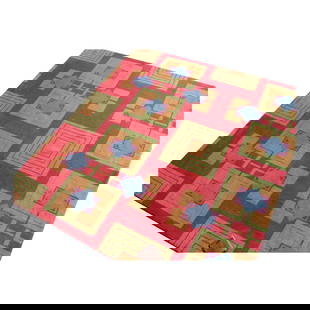 11' Art Deco Rug from the Arizona Biltmore by Albert Chase McArthur: About the Item This four-color Art Deco carpet was originally in the Arizona Biltmore Hotel built in 1929. One of the only existing luxury hotels in the world with a Frank Lloyd Wright-influenced desi